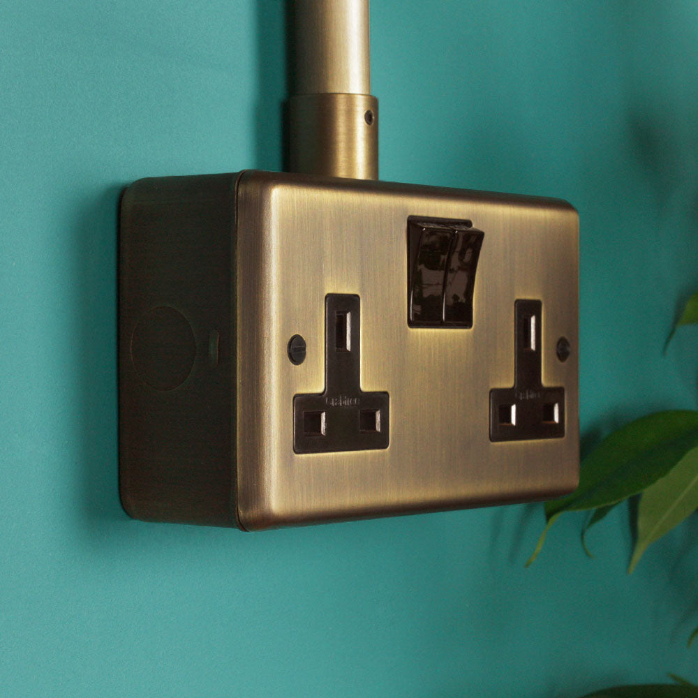 Antique Brass Double Socket Outlet