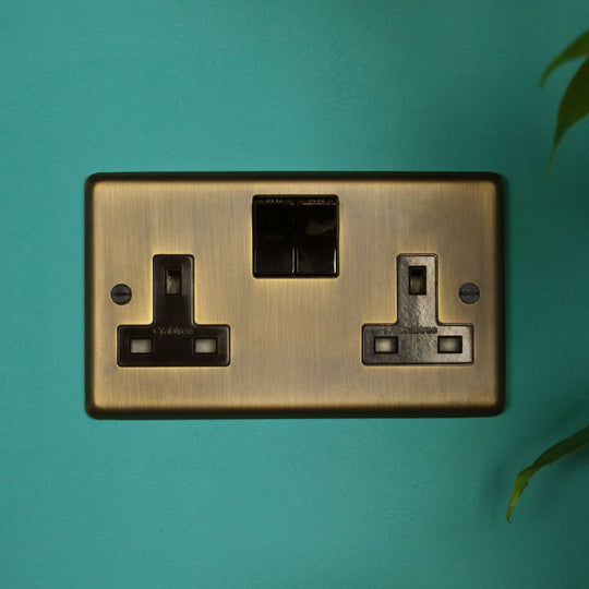 Antique Brass Double Socket Outlet
