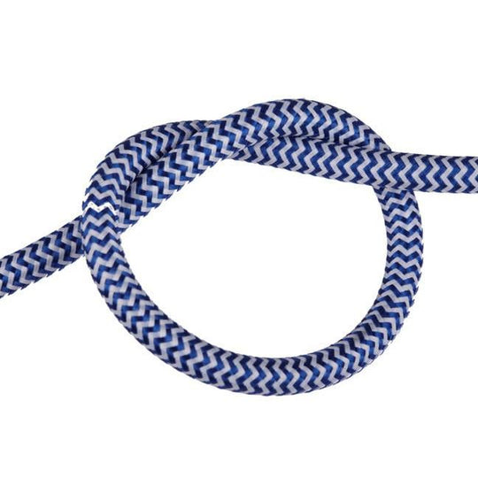Blue and White Round Fabric Cable