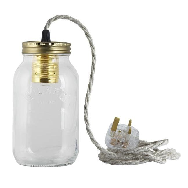 Linen Fabric Cable Jam Jar Lamp