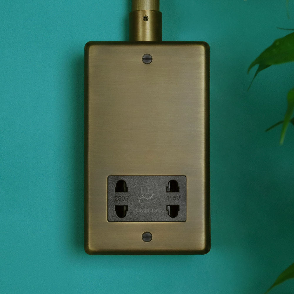 Antique Brass Dual Voltage Shaver Socket
