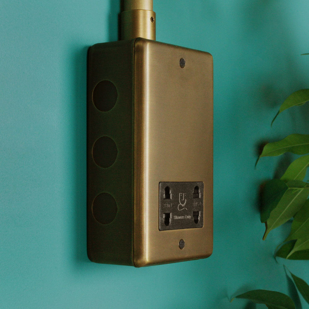 Antique Brass Dual Voltage Shaver Socket
