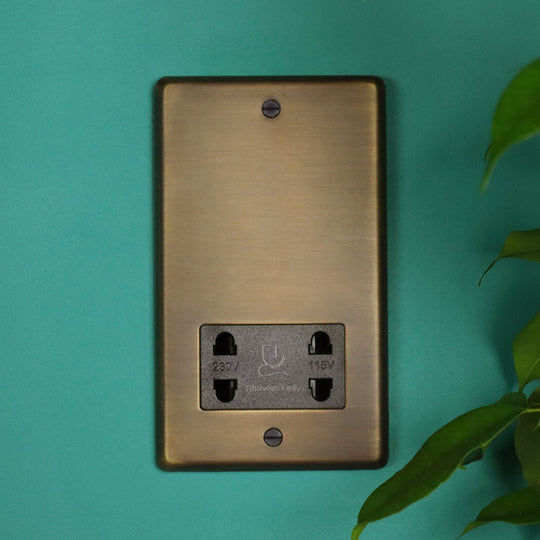 Antique Brass Dual Voltage Shaver Socket