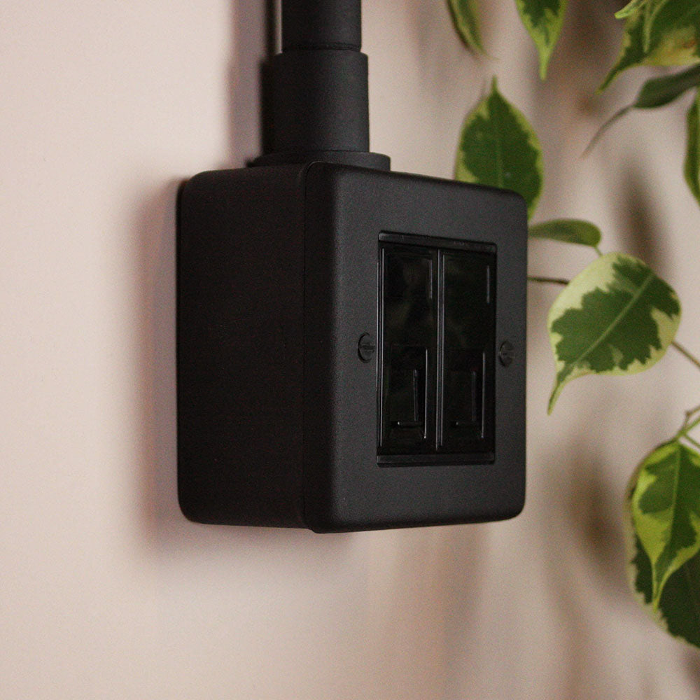 Textured Black 2 Gang RJ45 Socket