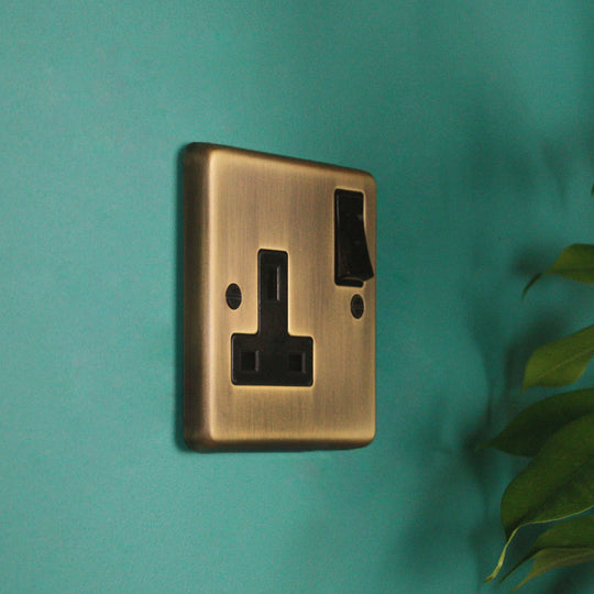 Antique Brass Single Socket Outlet