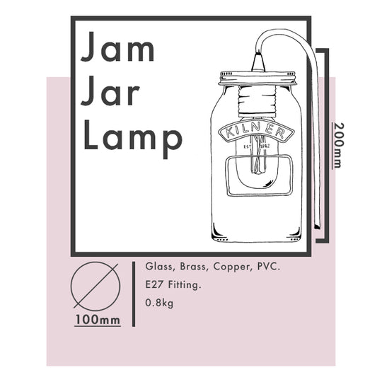 Sky Blue Fabric Cable Jam Jar Lamp