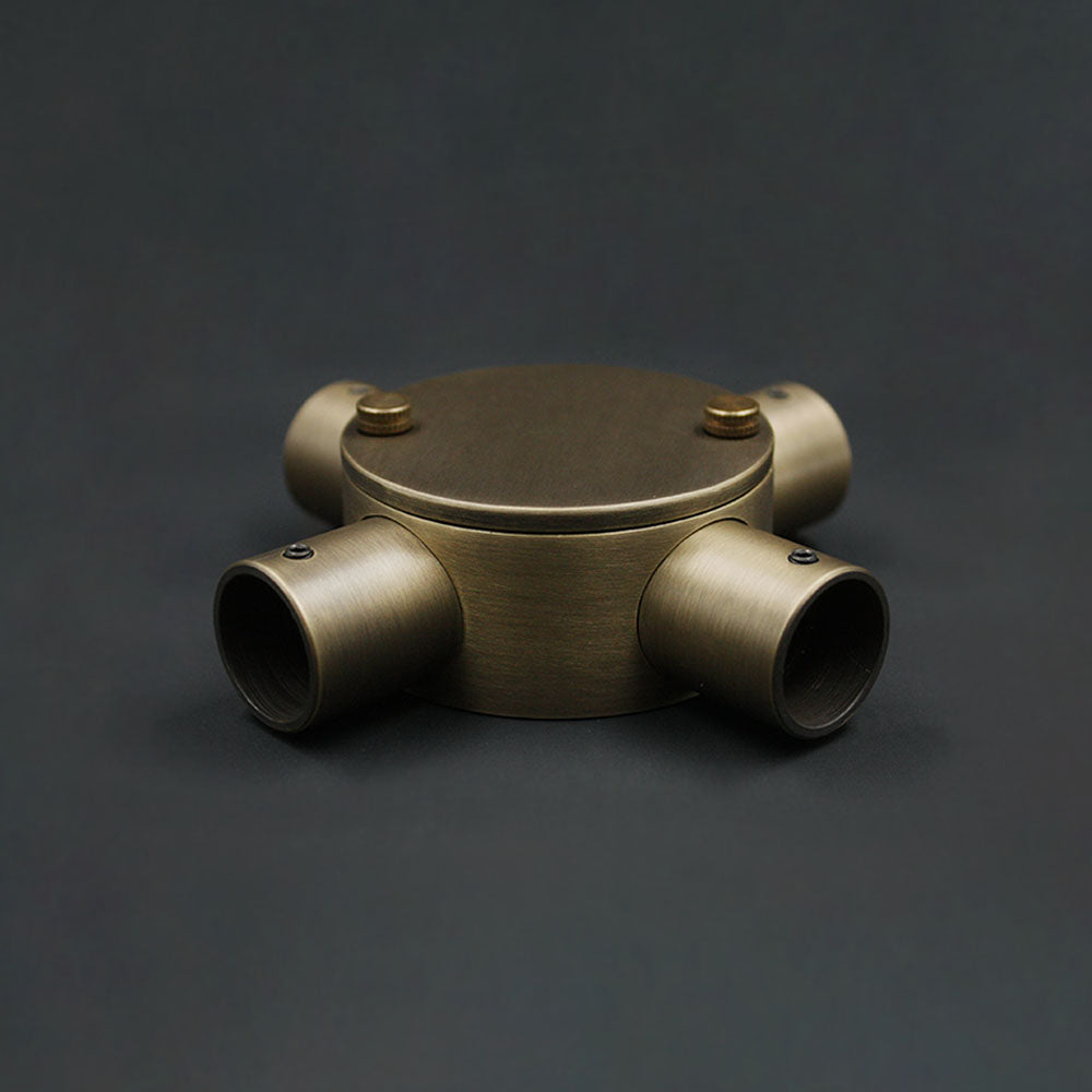 20mm Conduit Cross Box - Antique Brass