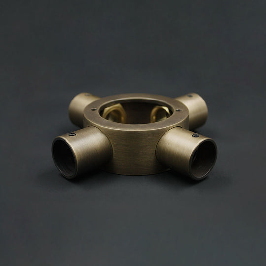 20mm Conduit Cross Box - Antique Brass