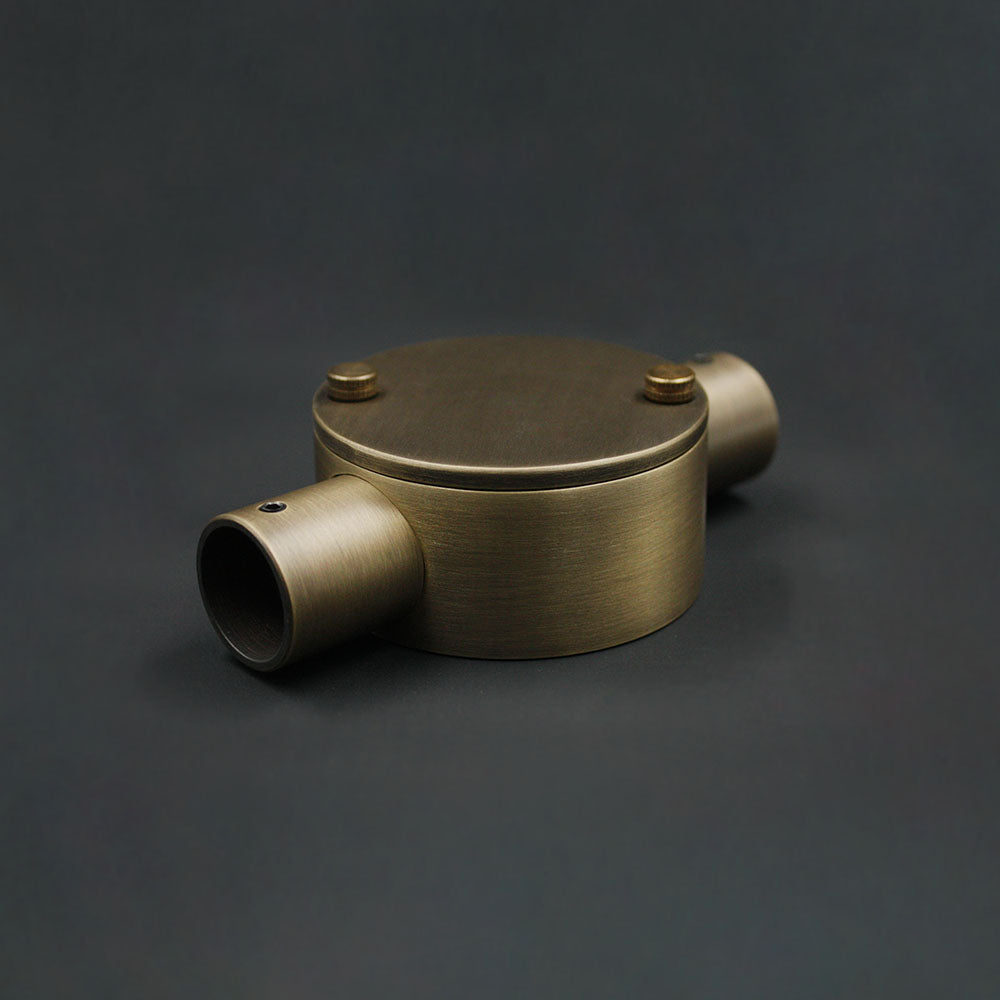 20mm Conduit Through Box - Antique Brass