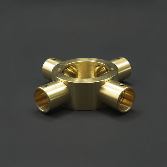 20mm Conduit Cross Box - Raw Brass