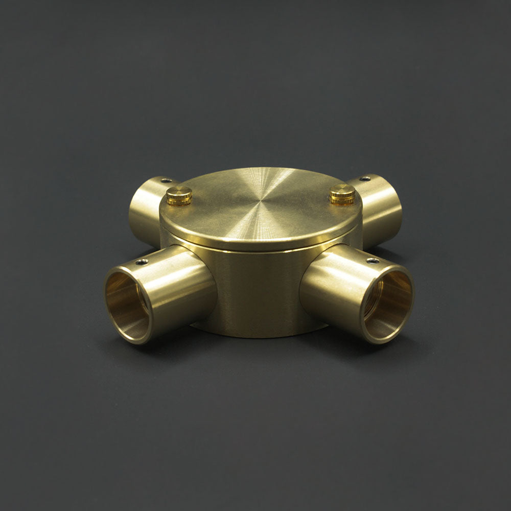 20mm Conduit Cross Box - Raw Brass