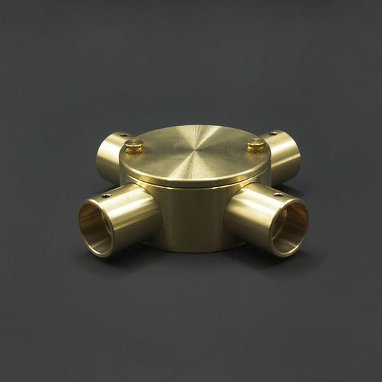 20mm Conduit Cross Box - Raw Brass