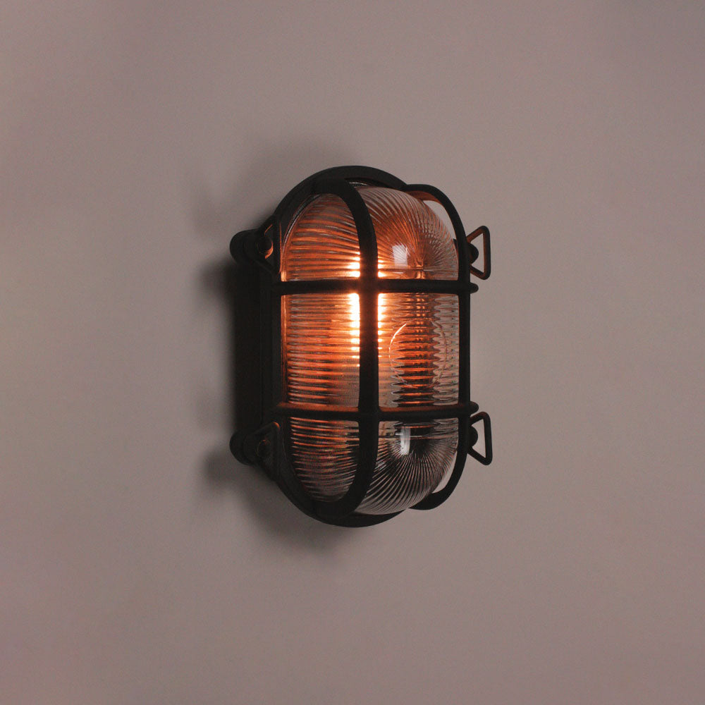 Textured Black Oval Bulkhead Small