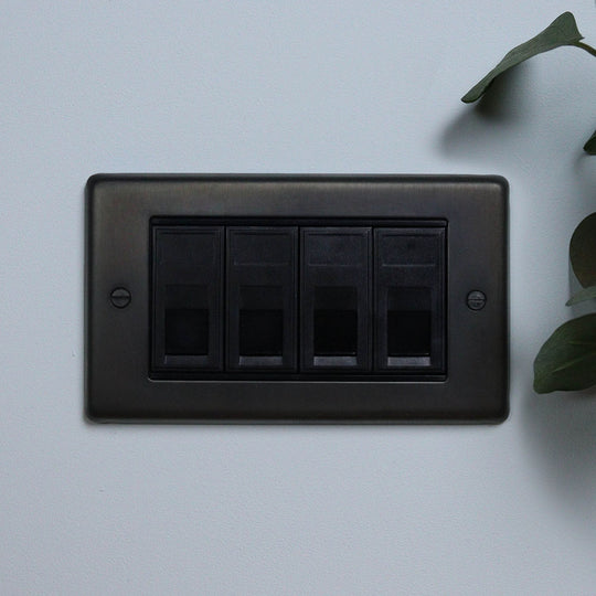 Dark Bronze 4 Gang RJ45 Socket