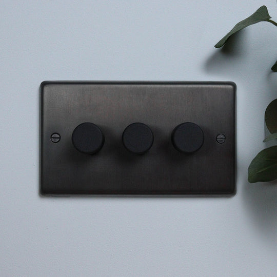 Dark Bronze 3 Gang 2 Way Dimmer Switch