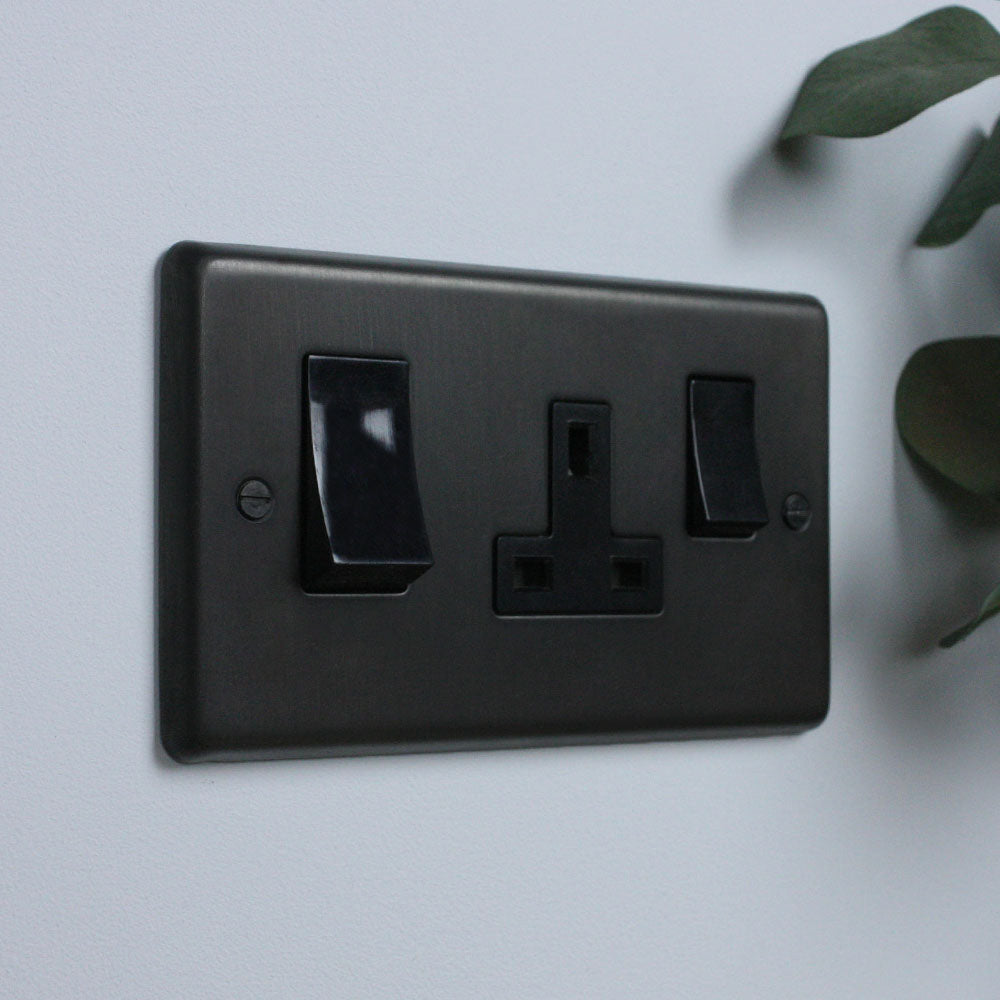 Dark Bronze 45amp Cooker Switch With Socket