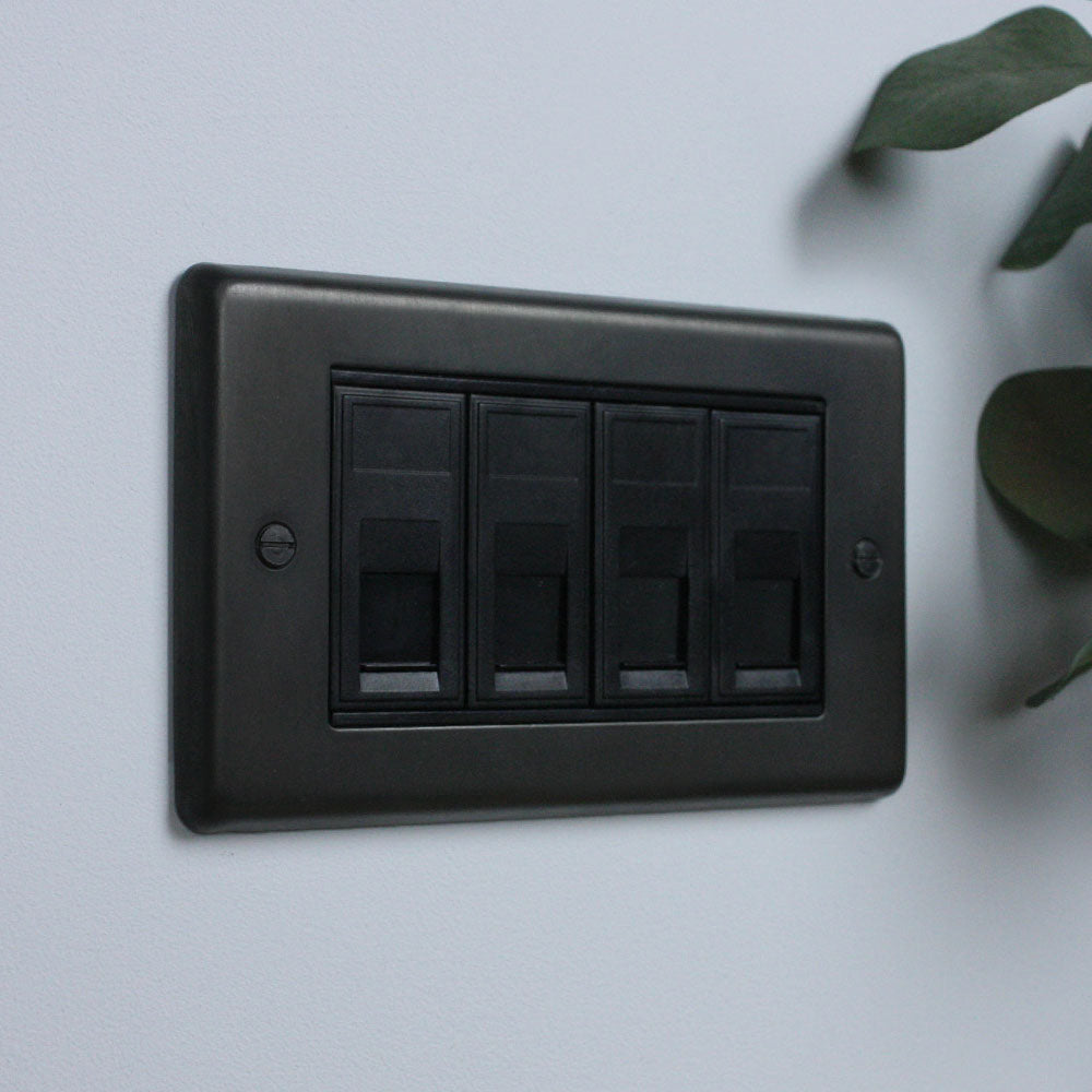 Dark Bronze 4 Gang RJ45 Socket