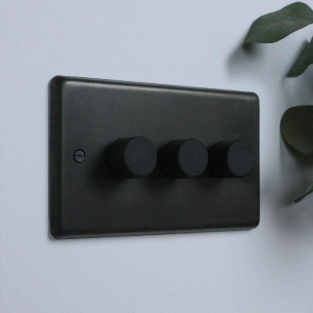 Dark Bronze 3 Gang 2 Way Dimmer Switch