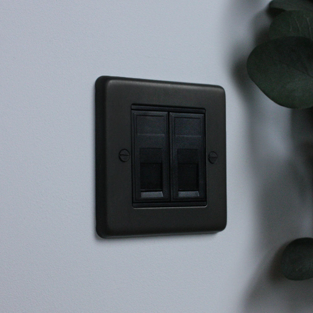 Dark Bronze 2 Gang RJ45 Socket