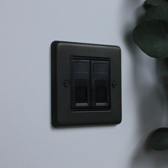 Dark Bronze 2 Gang RJ45 Socket