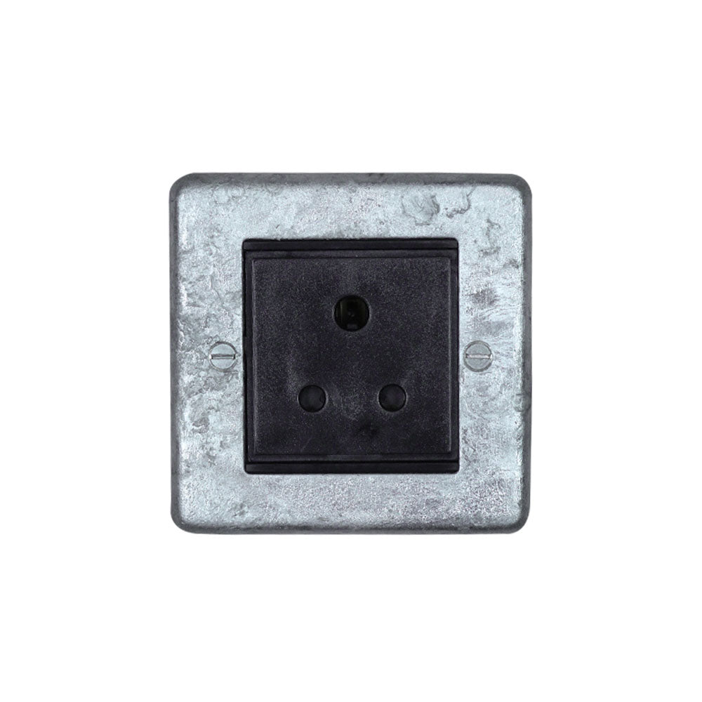 Galvanised 5amp Socket - Black