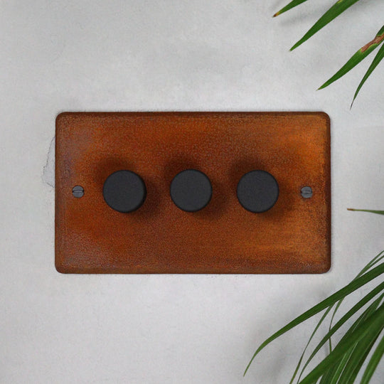 Rusted 3 Gang 2 Way Dimmer Switch
