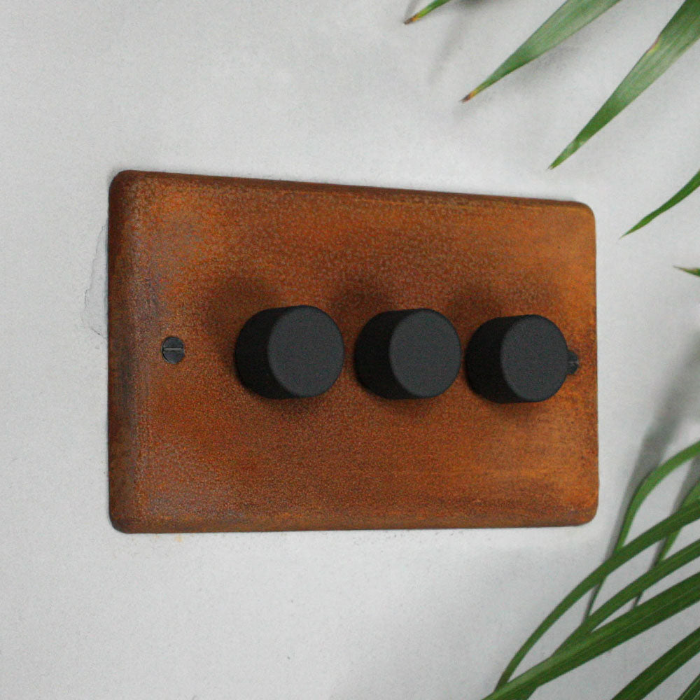 Rusted 3 Gang 2 Way Dimmer Switch