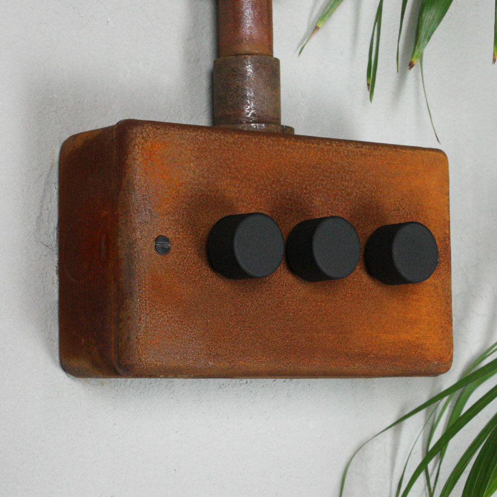 Rusted 3 Gang 2 Way Dimmer Switch