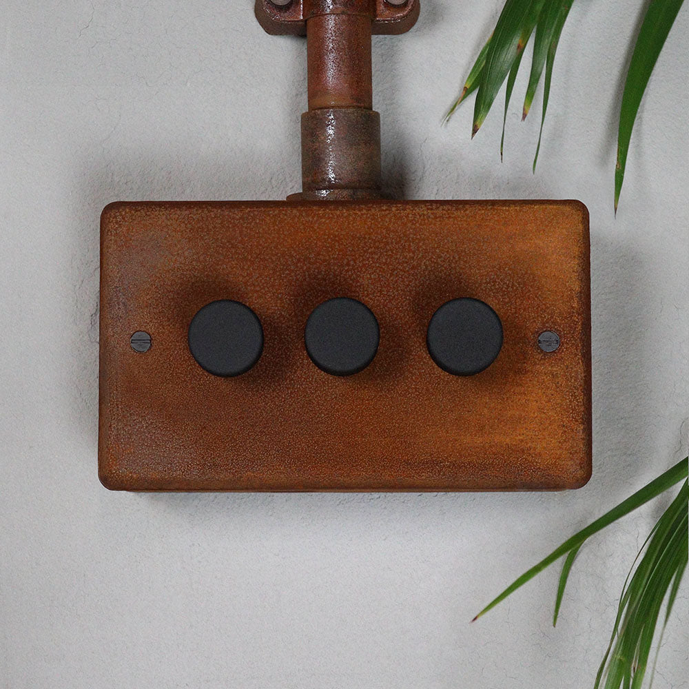 Rusted 3 Gang 2 Way Dimmer Switch