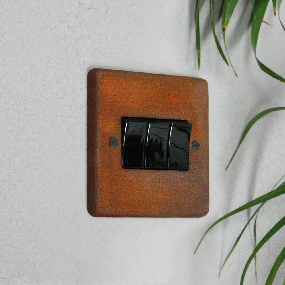 Rusted 3 Gang 2 Way Switch
