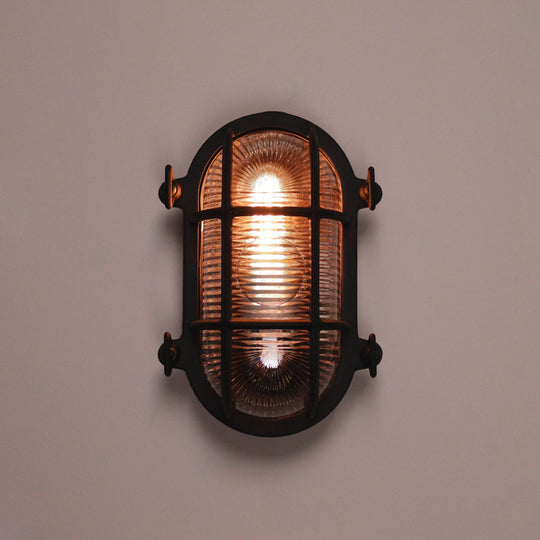 Textured Black Oval Bulkhead Medium