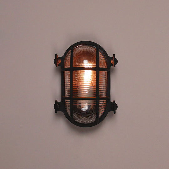 Textured Black Oval Bulkhead Small