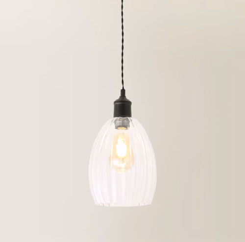 Ribbed Glass Dome Pendant Ceiling Light