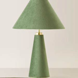 Green Velvet Conical Table Lamp - Image 1