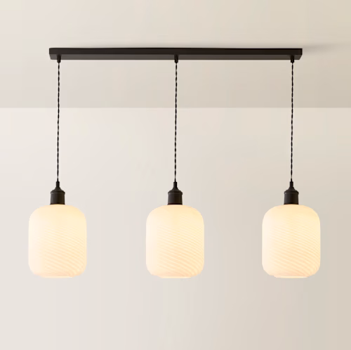 Frosted Swirl Glass 3 Drop Diner Ceiling Light